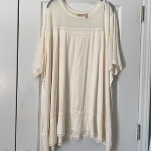 COPY - Logo Lavish Embroidered Lace Top Ecru Women’s Size 5X